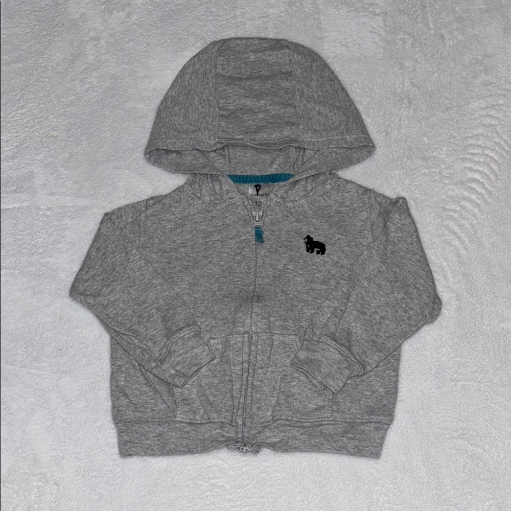 (3 for $10) Carter's Gray Full-Zip Hoodie bear print 🐻